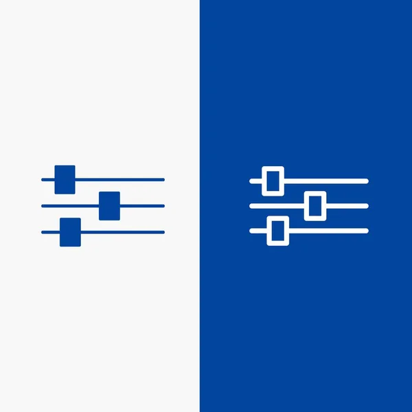 Conception, édition, ligne d'outils et glyphe Icône solide Ligne de bannière bleue an — Image vectorielle