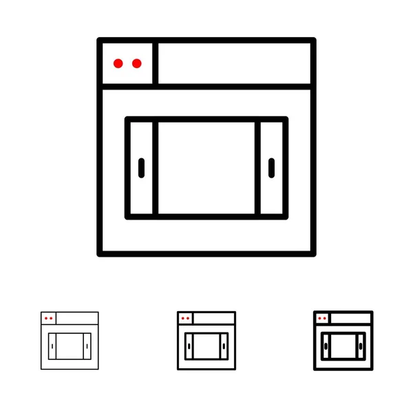 ウェブ、デザイン、モバイル太字と細い黒い線のアイコンセット — ストックベクタ