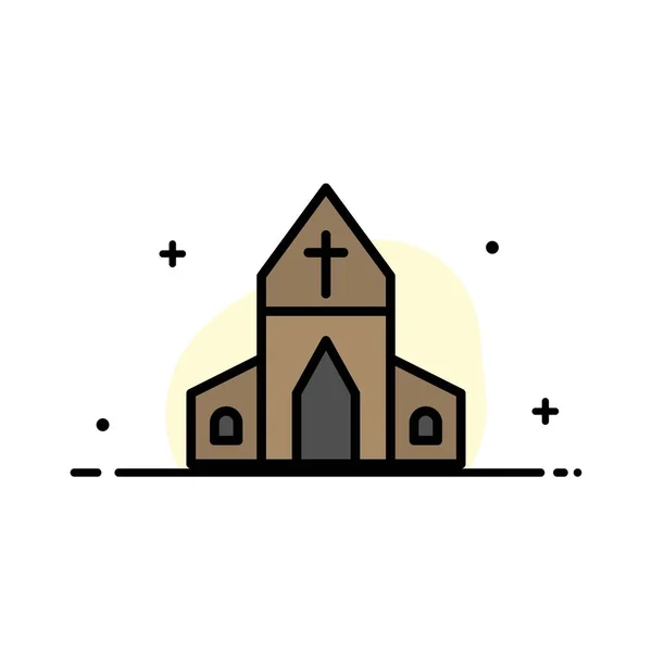 Kirche, Haus, Ostern, Kreuz Geschäft flache Linie gefüllt icon vec — Stockvektor