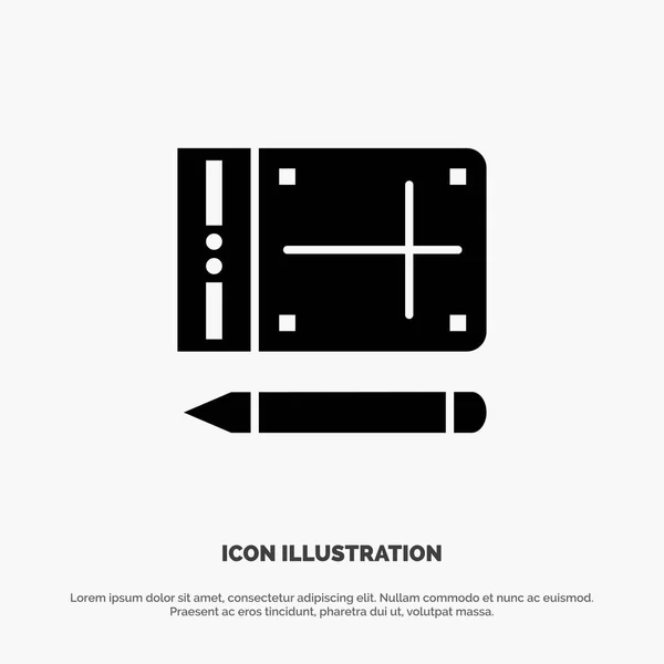 Móvil, Lápiz, en línea, Icono de glifo negro sólido de la educación — Vector de stock