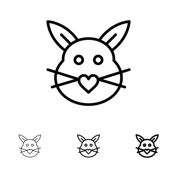 Conejo, Conejo, Amor, Lindo, Pascua Desnuda y delgada línea negra icono — Archivo Imágenes Vectoriales