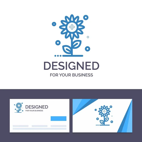 Kreative Visitenkarte und Logo-Vorlage Sonnenblume, Blumen, Natur — Stockvektor
