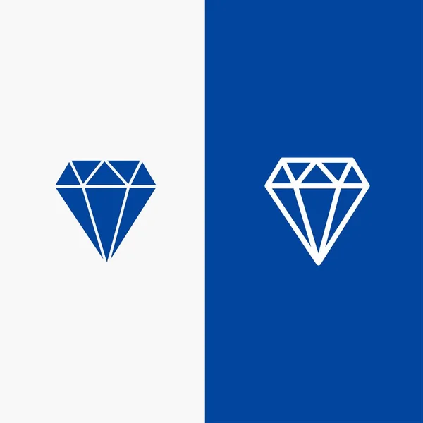 Diamant, Bijou, Bijoux, Gam Line et Glyphe Icône solide Bann bleu — Image vectorielle
