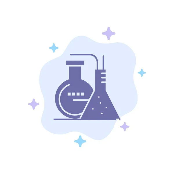 Chemikálie, reakce, laboratoř, energetická modrá ikona v případě abstraktního shluku — Stockový vektor