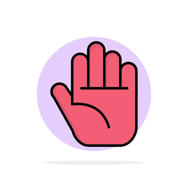 Stop, hand abstract cirkel achtergrond plat kleur pictogram — Stockvector
