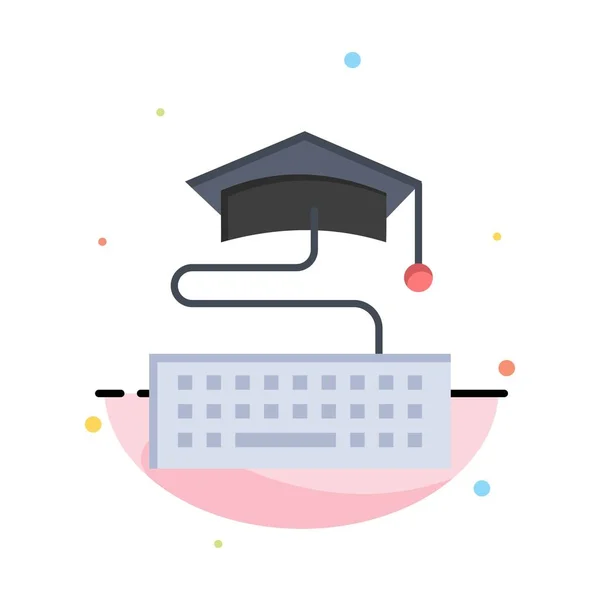 Clé, Clavier, Éducation, Graduation Résumé Flat Color Icon Te — Image vectorielle