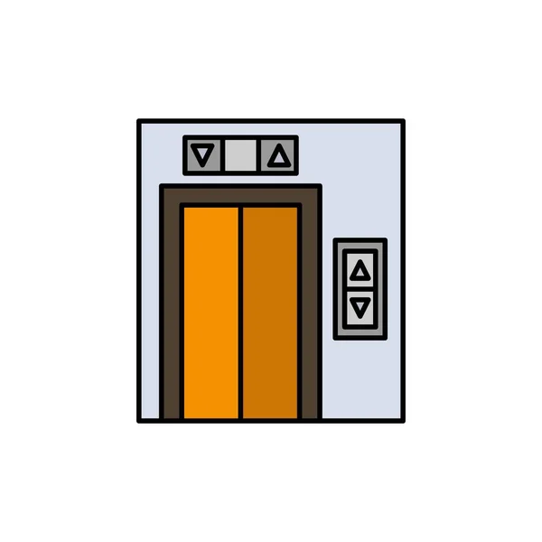 Lift, gebouw, bouw plat kleur pictogram. Vector Icon Banne — Stockvector