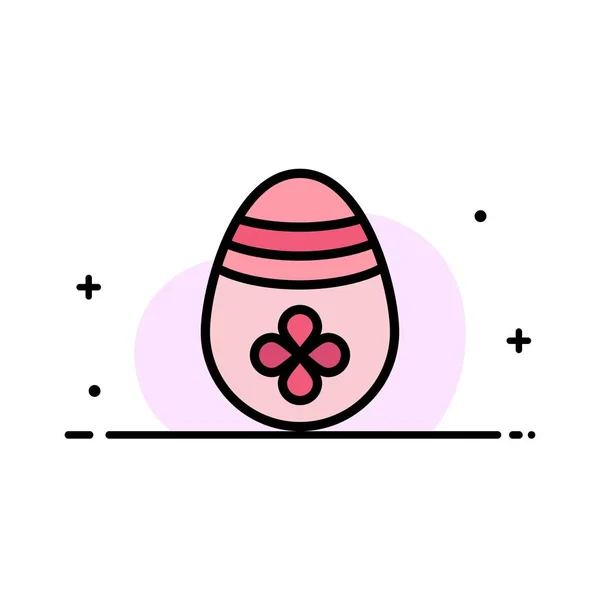 Decoración, Pascua, Huevo de Pascua, Línea plana de negocio de huevo llena I — Vector de stock