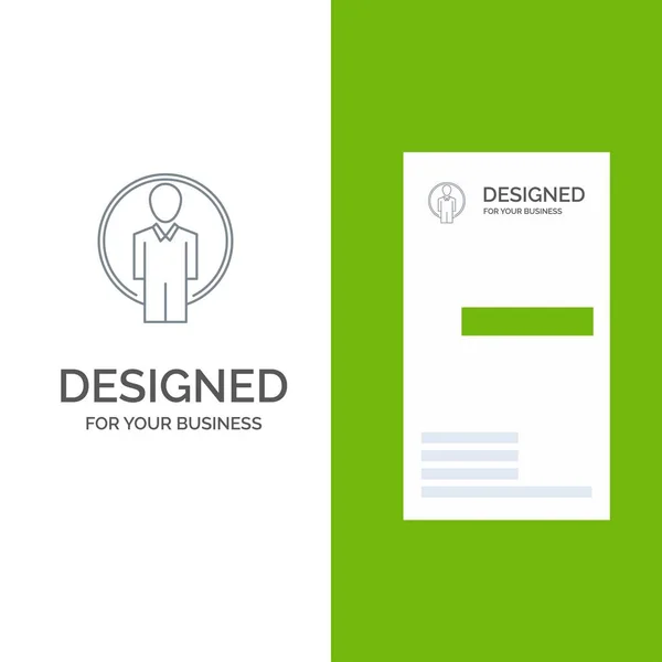 Usuario, ID, Login, Diseño de Logo Gris Imagen y Tarjeta de visita Templa — Vector de stock