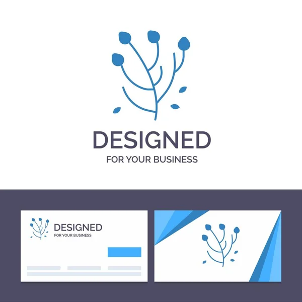 Modèle de carte de visite créative et logo Anémone, fleur d'anémone — Image vectorielle