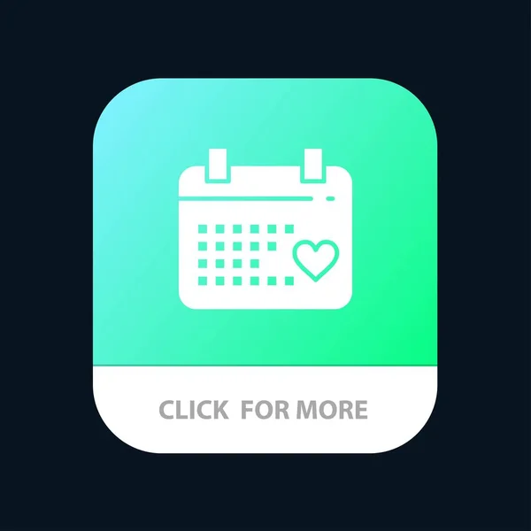 Кнопка мобильного приложения "Календарь, день, любовь". Android и IOS — стоковый вектор