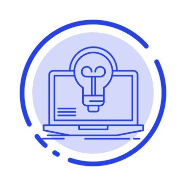 Ampul, Başarı, Laptop, Ekran, Dosya Mavi Noktalı Çizgi Simgesi