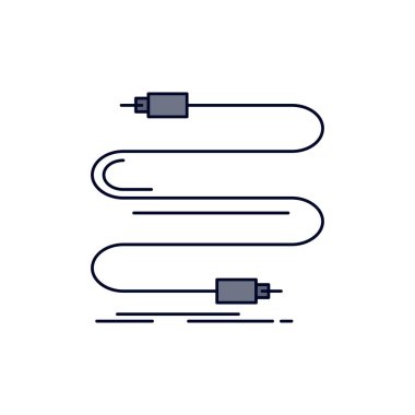 ses, kablo, kablo, ses, tel Düz Renk Simge Vektör