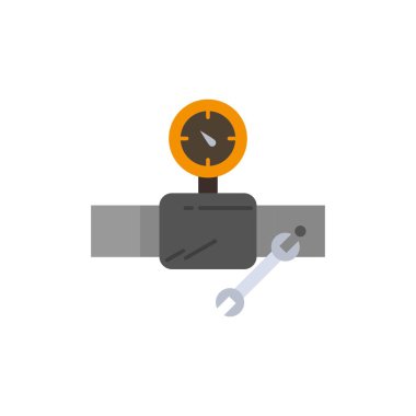 Boru, İnşaat, İnşaat, Onarım, Gage Düz Renk Simgesi. Vec