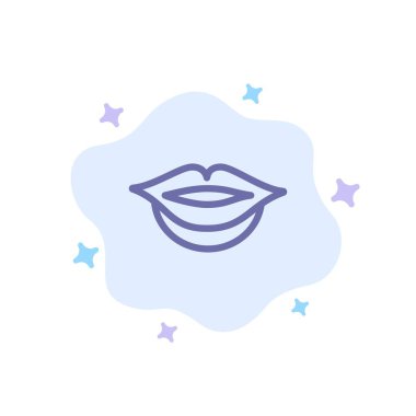 Dudaklar, kız mavi soyut bulut arka plan üzerinde simge