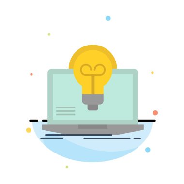 Ampul, Başarı, Laptop, Ekran, Dosya Soyut Düz Renk Simgesi Tem