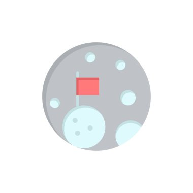 Ay, Bayrak, Uzay, Planet Düz Renk Simgesi. Vektör simgesi afiş T