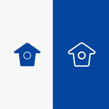 Birdhouse, Tweet, Twitter Hattı ve Glyph Solid simgesi Mavi afiş 