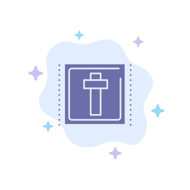 Cross, Paskalya, Tatil, Soyut Bulut Backgro Üzerinde İşaret Mavi Simge