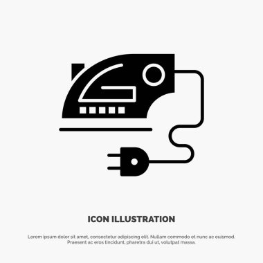 Elektrik, ev, demir, makine katı siyah glif simgesi