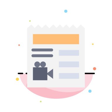 Belge, Temel, Video, Kamera Soyut Düz Renk Simgesi Şablonu