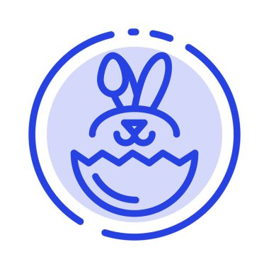 Yumurta, Tavşan, Paskalya Mavisi Noktalı Çizgi Simgesi