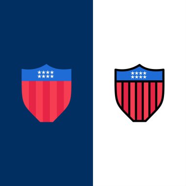 Amerikan, Kalkan, Güvenlik, Abd Simgeler. Düz ve Hat Dolgulu Ico