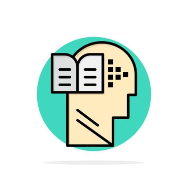 Bilgi, Kitap, Kafa, Zihin Soyut Çember Düz Arkaplan Kolosu