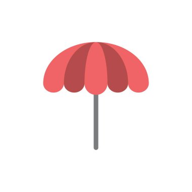 Plaj, Şemsiye, Hava, Islı Düz Renk Simgesi. Vektör simgesi bann