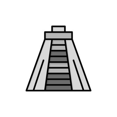  Chichen Itza, Simge, Anıt Düz Renk Simgesi. Vektör simgesi 