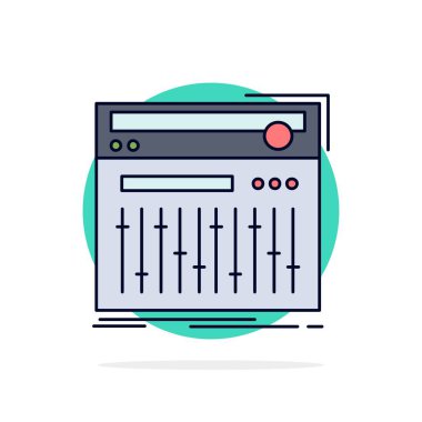 Kontrol, denetleyici, Midi, stüdyo, ses düz renk simge vektör