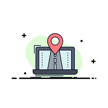 Navigasyon, Harita, Sistem, Gps, Rota Düz Renk Simgesi Vektör
