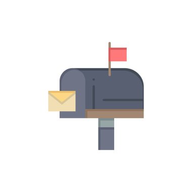 Posta, Kutu, Mesaj, E-posta Düz Renk Simgesi. Vektör simgesi afiş T