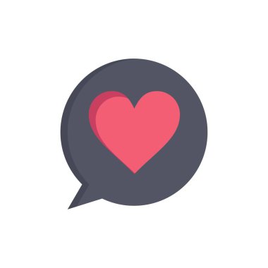 Sohbet, Aşk, Kalp Düz Renk Simgesi. Vektör simgesi afiş Şablonu