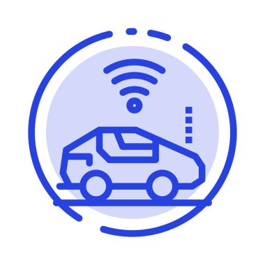 Otomatik, Araba, Wifi, Sinyal Mavi Noktalı Çizgi Simgesi