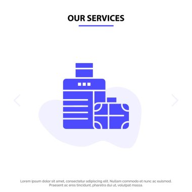 Hizmetlerimiz Bagaj, çanta, çanta, otel katı glif simge Web c