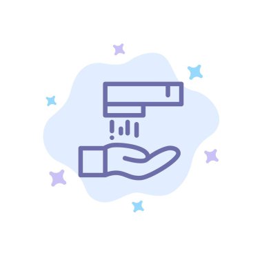 El yıkama, yıkama, temizleme mavi simge soyut bulut arka plan