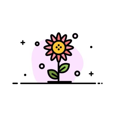 Ayçiçeği, Çiçek, Doğa, Bahar İş Düz Hat Dolu Ico