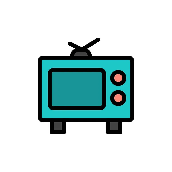 TV, Telewizja, multimedia płaski kolor ikona. Wektor ikona banner Templ — Wektor stockowy
