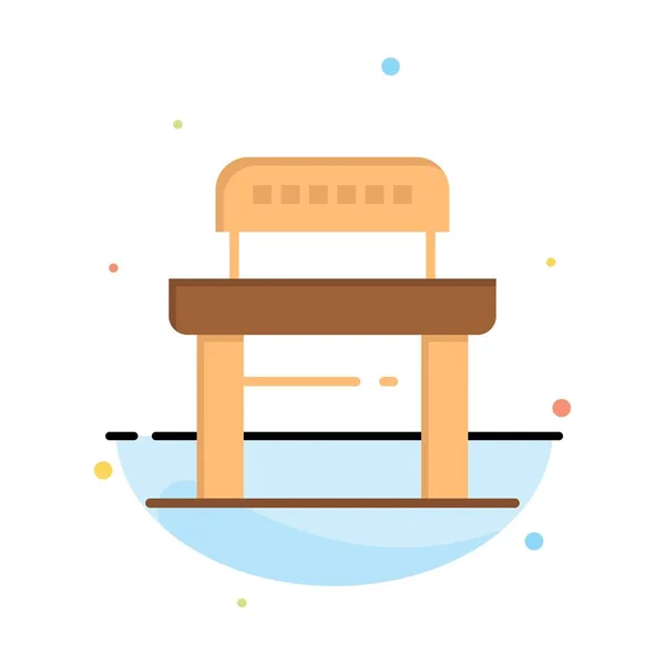 机、学生、椅子、学校抽象フラットカラーアイコンテンプレート — ストックベクタ