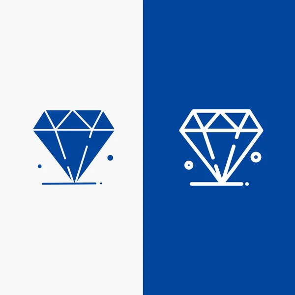 Diamant, Bijou, Ligne Madrigal et Glyphe Icône solide Bannière bleue L — Image vectorielle