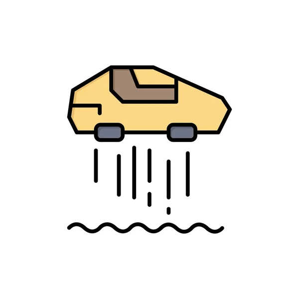 Hover car, Personal, Car, Technology Flat Color Icon. Векторный — стоковый вектор