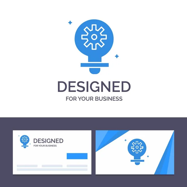 Modèle de carte de visite créative et logo Ampoule, lumière, réglage, G — Image vectorielle