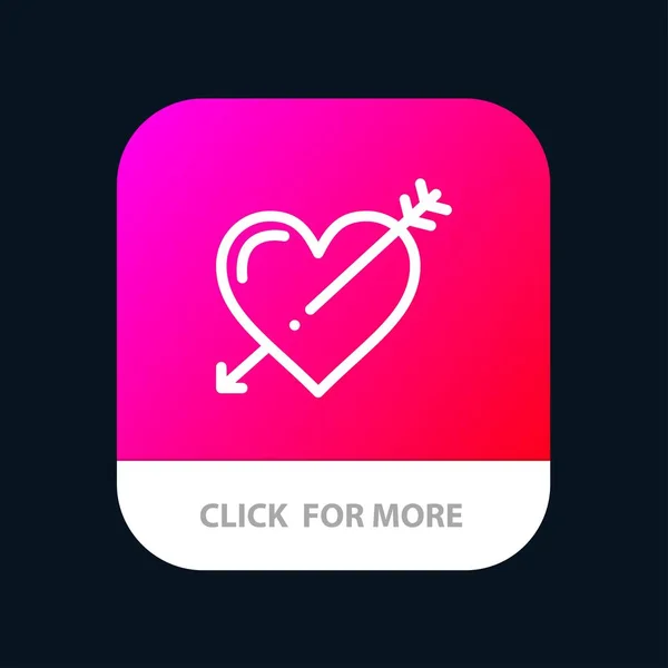 Corazón, Flecha, Vacaciones, Amor, Valentine Mobile App Button. Andro. — Vector de stock