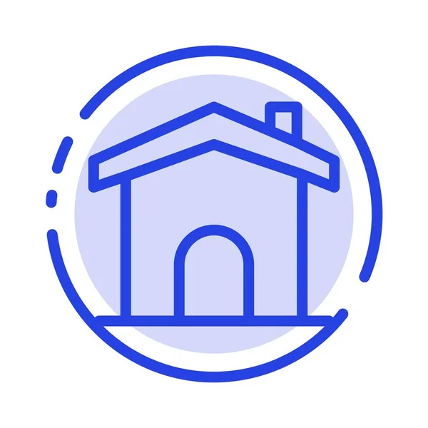 Gebäude, Bau, Haus, Haus blau gepunktete Linie Symbol — Stockvektor