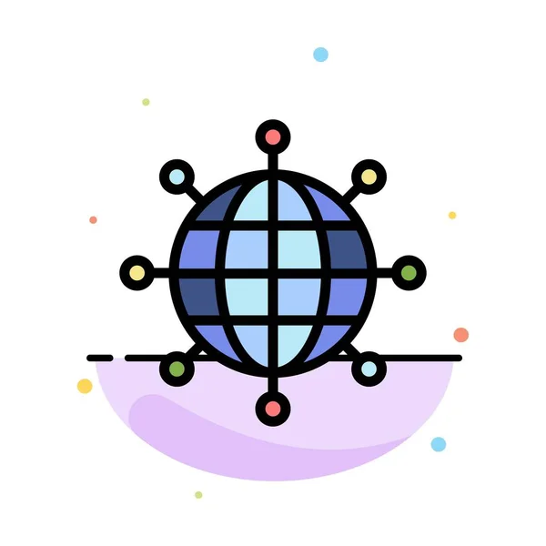 Biznes, połączenia, globalny, nowoczesny abstrakcyjny płaski kolor ikona T — Wektor stockowy