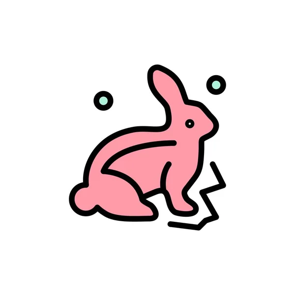 Lapin, Lapin, Pâques, Nature Flat Color Icon. Icône vectorielle bann — Image vectorielle