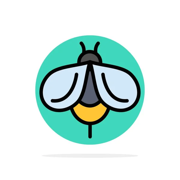 Bee, flyga, honung, bugg abstrakt cirkel bakgrund platt färg ikon — Stock vektor