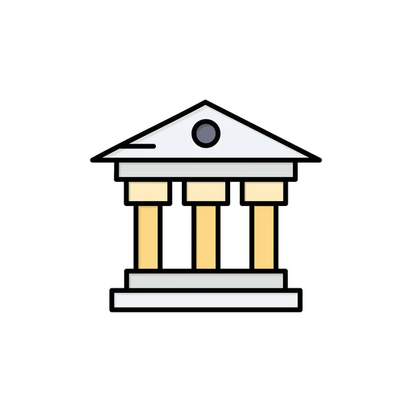 Bank, épület, pénz, szolgáltatás Síkszín ikon. Vektor ikon tilalom — Stock Vector