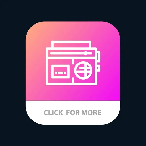 Ruban, Radio, Musique, Médias Bouton d'application mobile. Android et IOS Lin — Image vectorielle